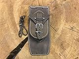 Markenware in Echtleder ! ORLETANOS Tankpad Braun kompatibel mit Harley Davidson Fatboy Heritage Fat Boy Deluxe Classic Springer Ledertasche kleine Tasche Tankpanel Tankchap Tank HD
