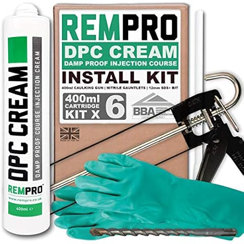 Rempro 6 x 400ml DPC Damp Proofing Injection Cream with Installation Kit - Treatment & Control of Rising Damp - BBA Certified Cover