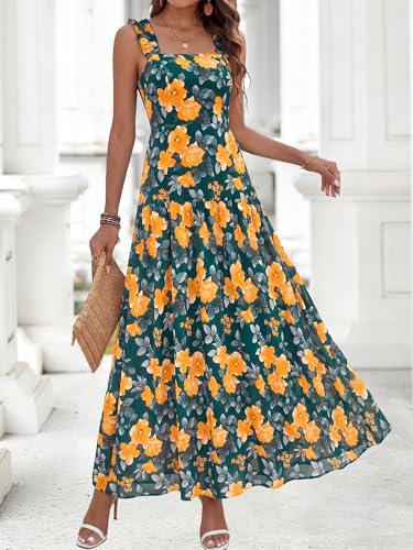 Image of BTFBM Dresses for Women Summer 2026 Formal Sleeveless Smocked Floral Long Wedding Guest Dress Party Spring