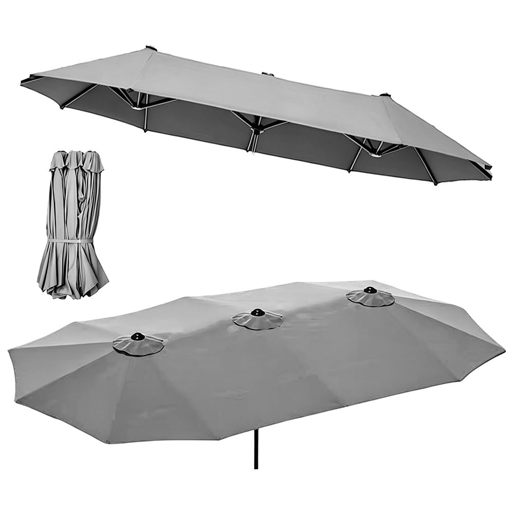 Auvent de rechange pour parasol double face abîmé bâche triple 12 baleines