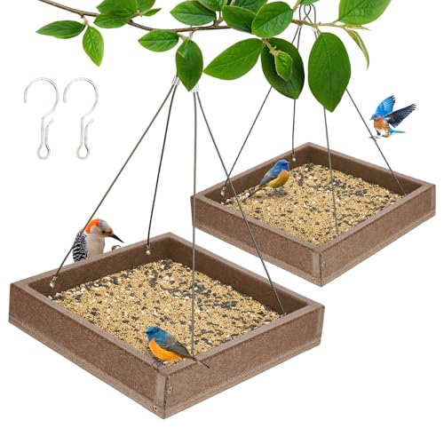Kingsyard Platform Bird Feeder Tray (2 Pack) – Durable Recycled Plastic & Metal Mesh