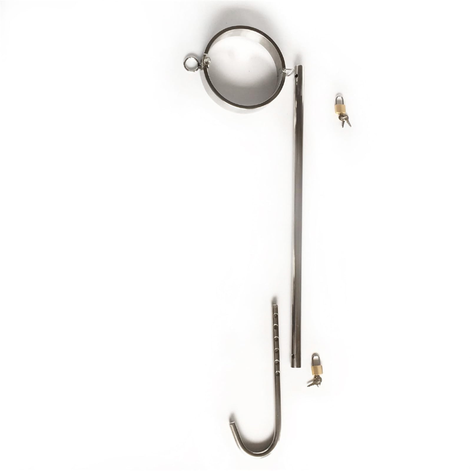 Metal Stainless Steel Collar/Neck Collar Anal Plug Butt Hook Lockable Adjustable Bondage Set Restraints Set Extreme BDSM Bondage Slave Restraints Sex Toys for Women Men Couples