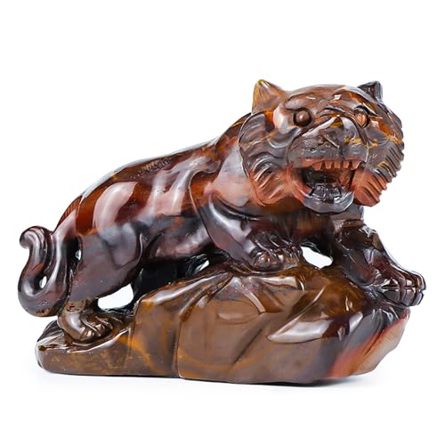 Estatua de Tigre en Cristal Natural Tallada a Mano 2.8"