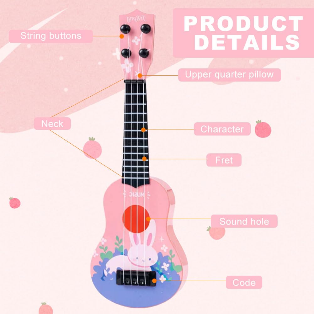 Kids Ukulele Toy, 36cm Toy Guitar with 4 Adjustable Strings, Kids Ukulele Musical Instrument - Image 3
