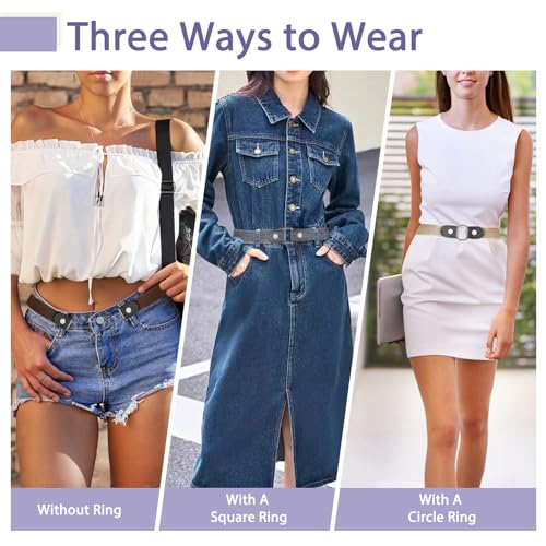 Image of 【4 Pcs】No Buckle Stretch Belt for Women and Men Elastic Waist Belt Invisible Belts for Jeans Pants
