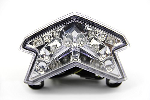 aVDB-moto Luces de freno LED con intermitentes integrados Compatible con Kawasaki Z800 ZX6R 2013/2016 (Claro)