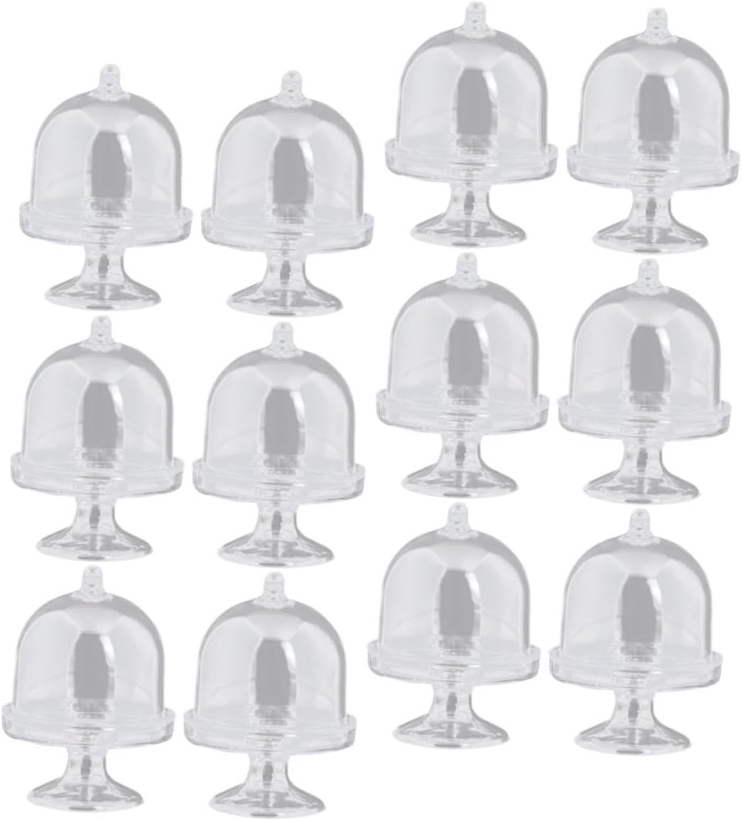 PRETYZOOM 3sets Dessert Display Plate Dome Mini Candy Stand Dome Candy Serving Tray Lid for DIY Wedding Boxes 12pcs*3