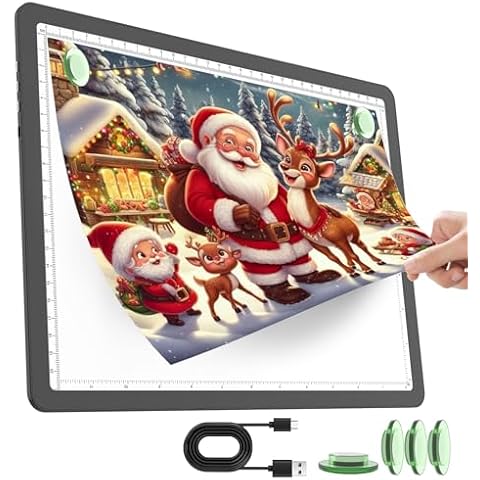 TOHETO Rechargeable A4 Light Pad for Diamond Painting, Ultra Bright Tracing Light Box for Drawing, Wireless Lightbox for Tracing and Drawing, Cordless Diamond Art Light Board for Sketching (Black) Cover