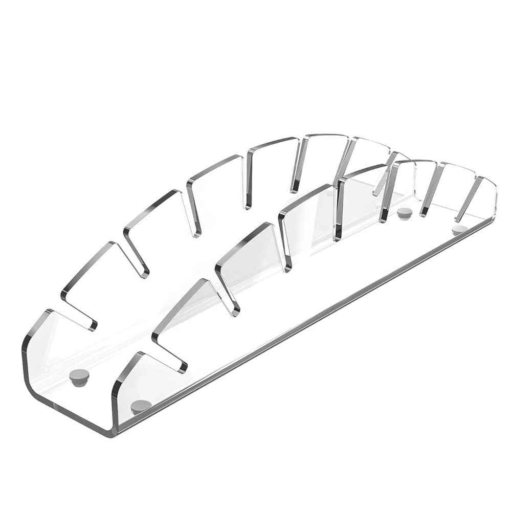 Hat Organizer for Closet Shelf, Hat Holder for 7 Baseball Caps, Tabletop Free Standing Hat Storage Rack, Small Ball Cap Stand for Display and Organizer Bedroom Office (Transparent)