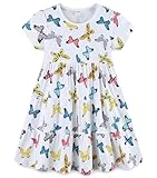 Toddler Girls' Dresses Summer Spring Easter Cotton Swing Tiered Casual Twirly Playwear Sundress Clothes Clothing Outfits with Pockets Butterfly 3t