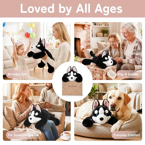 Image of Niuniu Daddy 20 inch | 3.3 Pound Weighted Husky Stuffed Animal Plushie for Adults & Kids, Large Weighted Lap Pillow for Comfort, Soft Sensory Stuffy Toy as Gift for Holidays