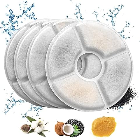 Cat Fountain Filters, MagicQCraft 4pcs Water Fountain Filters, Filter for Drinking Cat, Fresh and Clear Replacement Pet Filter Cartridges for Dogs Cat Flower Water Fountain Cover