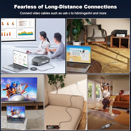 USB C Extension Cable 6.6ft, USB 3.2 Gen 2 Extender Cord Fast Charging 100W, Data Transfer 10Gbps, 4K@60Hz Monitor Display Video, Small USBC Male to Female Extended Right Angle for Phone, PC, Monitor
