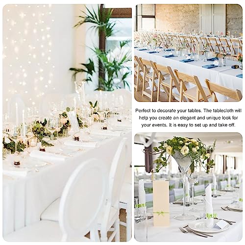 Image of 4 Pack Rectangle Tablecloth 60x102 Inch White Washable Polyester Table Cover for Wedding Dining Table Buffet Parties Banquet Decoration(White)