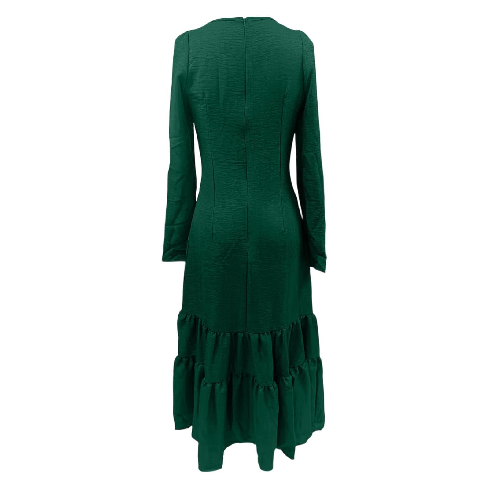 Generisch Maxi abito casual in stile western con abbottonatura sul davanti, maniche lunghe, taglio fluente, perfetto per l'uso quotidiano.
