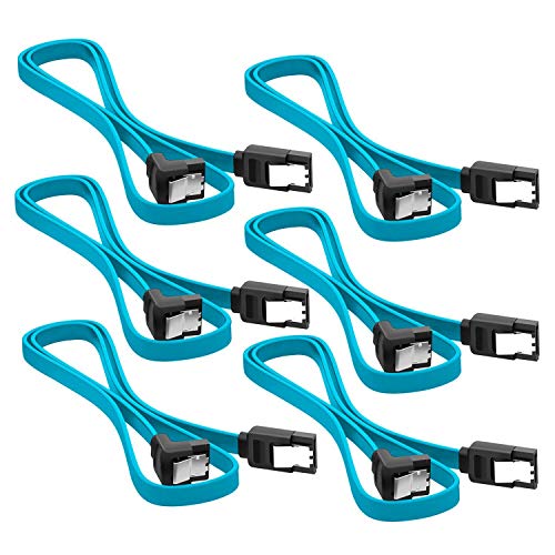 Cable SATA III, Pack de 6, 40 cm, Ángulo de 90° Azul