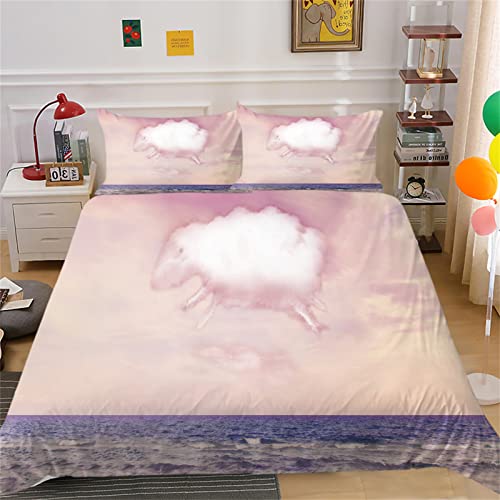 Timiany Wolf Housse De Couette 135 × 200cm Univers Galaxy Literie Ciel étoilé en Microfibre Douce pour Enfants Garçons avec Fermeture éclair Et Taie d'oreiller 50x75cm (Colorée37,135x200+80x80) Cover