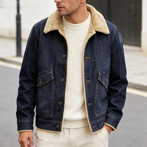 Chaqueta de mezclilla para hombre forrada y gruesa miniatura 2
