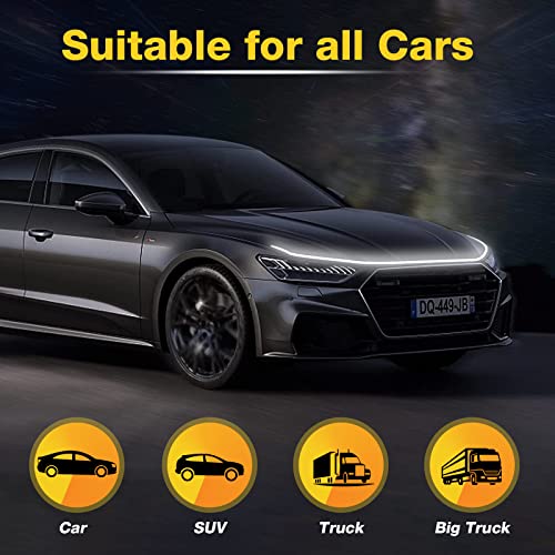 Car Hood Light Led Strip, Exterior Flexible Car Strip White Lights, Dynamic Car Led Strip Light Running Light Strip For Car,Truck,Suv (71 Inch) #TOP6