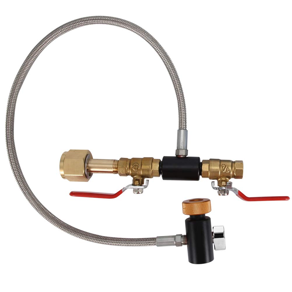 Connettore di Ricarica CO2, Adattatore di Ricarica Bombola CO2 G1/2 Con Tubo Flessibile e 2 Valvole di Accensione/Spegnimento per il Riempimento del Serbatoio Sodastream(24 inch with Gauge)