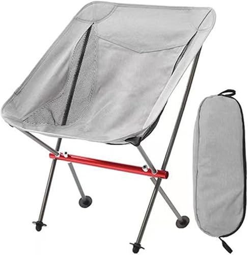 Miniatura 1 de Silla de camping plegable con marco de aluminio, compacta y portátil con bolsa de transporte para senderismo al aire libre, pesca, mochilero (gris)