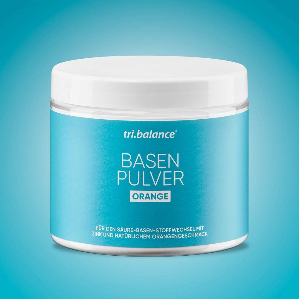 tri.balance Basenpulver ORANGE 4er-Pack 1200 g – Orangengeschmack, vegan | Mit Zink für den normalen Säure-Basen-Stoffwechsel, natürlicher Orangengeschmack, vegan, ca. 216 Portionen