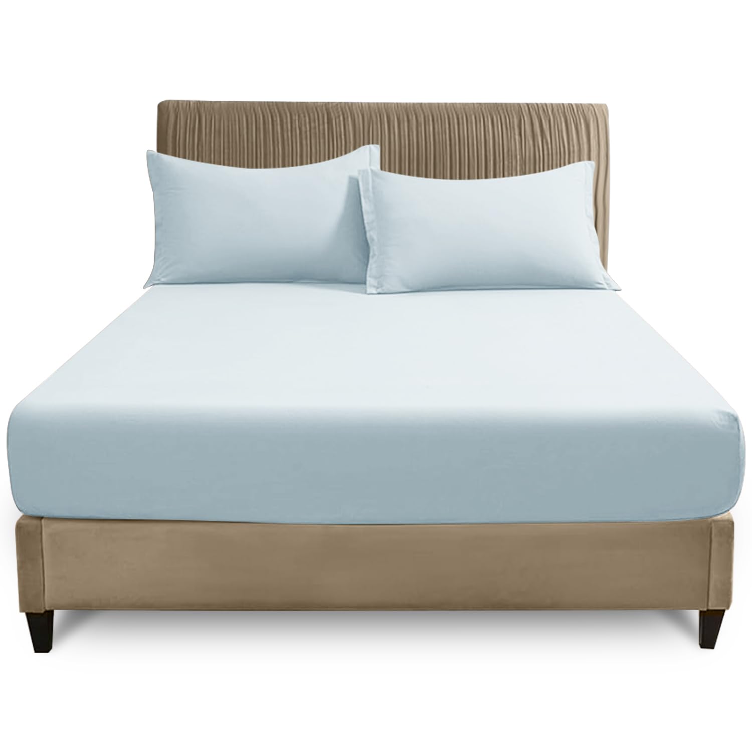 Gc Gaveno Cavailia Plain Dyed Fitted Bedsheet Double Sky Blue Super Soft & Comfy Non Iron Fitted Sheet from B&Q