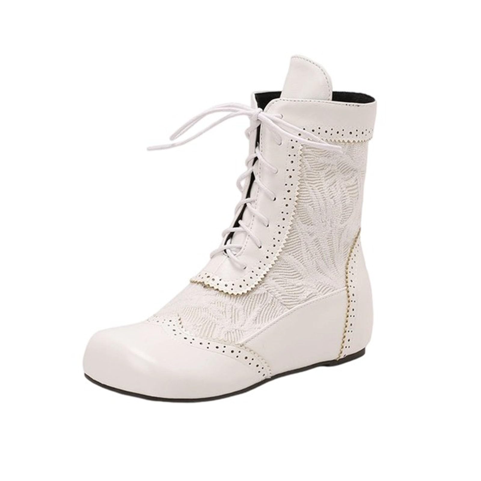 Womens Fashion Lace-Up Round Toe Flat Ankle Boots for Casual Winter Wear Versatile and Stylish Pu Leather Comfort