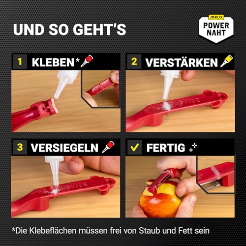 JORLIX POWERNAHT – 2K Schweissnaht Kleber Set | Small 25g | Sekundenkleber extra stark & Füllgranulat | Kunststoff, Metall, Holz, GFK & PVC uvm. | Deutsche Marke – wasserfest & hitzebeständig
