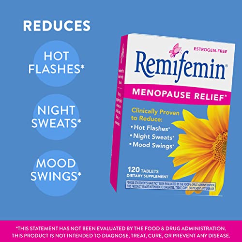 Nature's Way Remifemin, Menopause Relief*, Reduces Hot Flashes and Menopause Symptoms*, Estrogen-Free, 120 Tablets