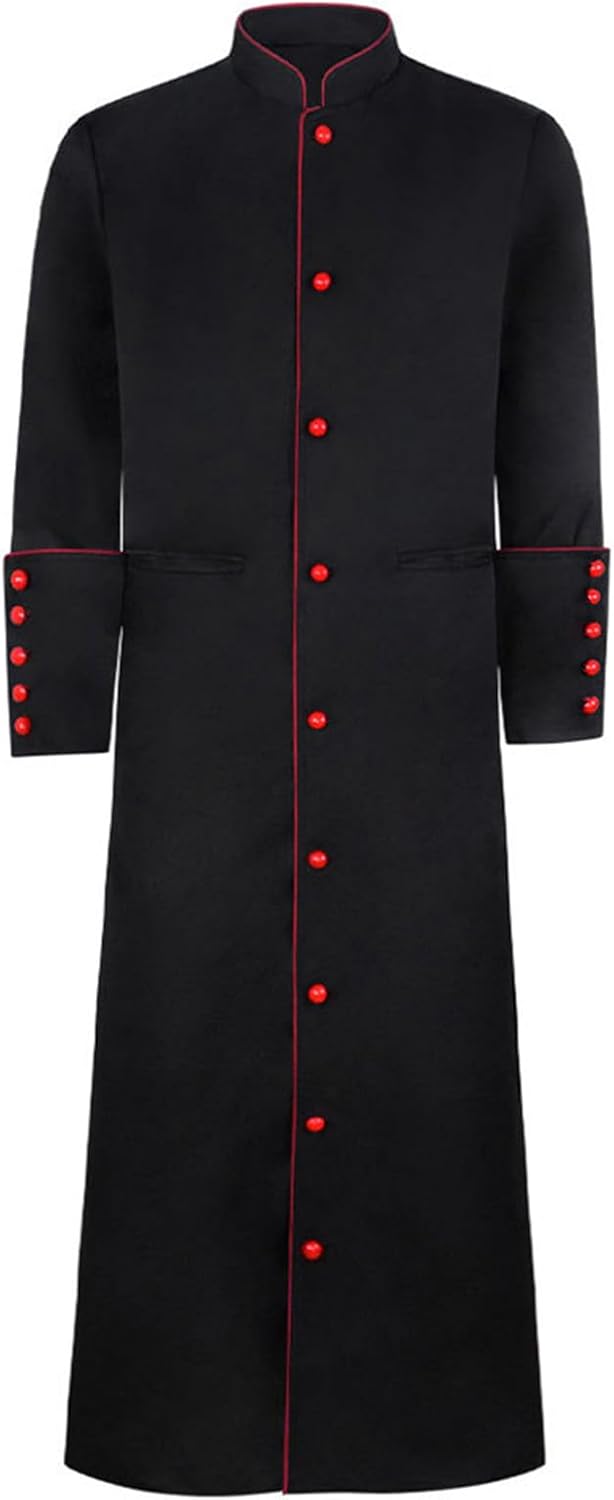 Men's Cassock Robe Priest Pastor Robes Vestments Minister Outfit Clergy Pulpit Clothing Preacher Christian Costume