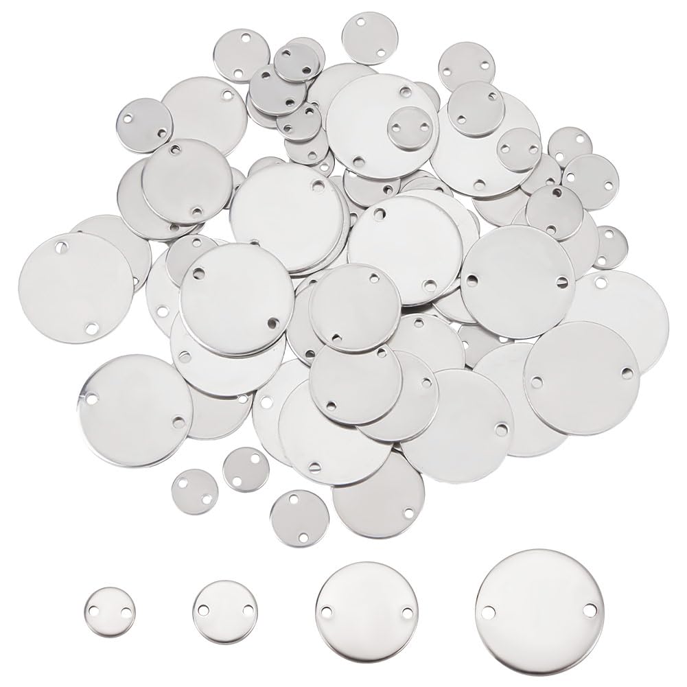 45 Breloques Acier Inoxydable Doré - 6/8/10mm - Étiquettes Vierges - Fabrication Bijoux DIY