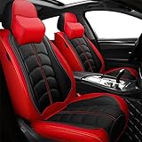 VECOZA Seat Cover for BMW M4 2015-2025, Durable Waterproof Sports Seat Cover，Premium Leather Seat Protector(2 Seats Luxury, Black Red)