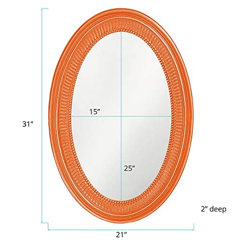 Howard Elliott Ethan Orange Oval Decorative Wall Hanging Mirror, Resin Frame Vanity Mirror Pefect Home Decor, 21 X 31 Inch #TOP5