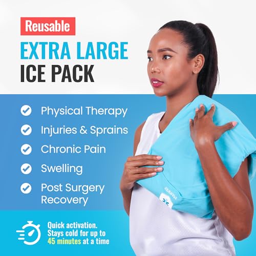 Image of ICEWRAPS Reusable Cold Pack with Fabric Cover - Extra Large 12 x 21 Inch | Flexible Clay Pack, Leak Resistant, Wrap Design for Back, Shoulders and Knees, Stays Cold Up to 45 Minutes - FSA-HSA Eligible