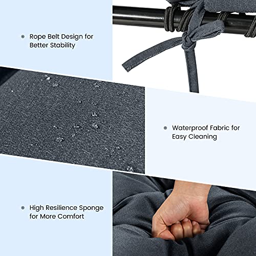 Lounge Chair Cushion, Lawn Chairs Reclining，Outdoor Padded Cushion With String Ties, Patio Recliner Chaise Lounge Pads Replacement For Garden Poolside, 73X22X4 Inch Thick Indoor Floor(Grey) #TOP4