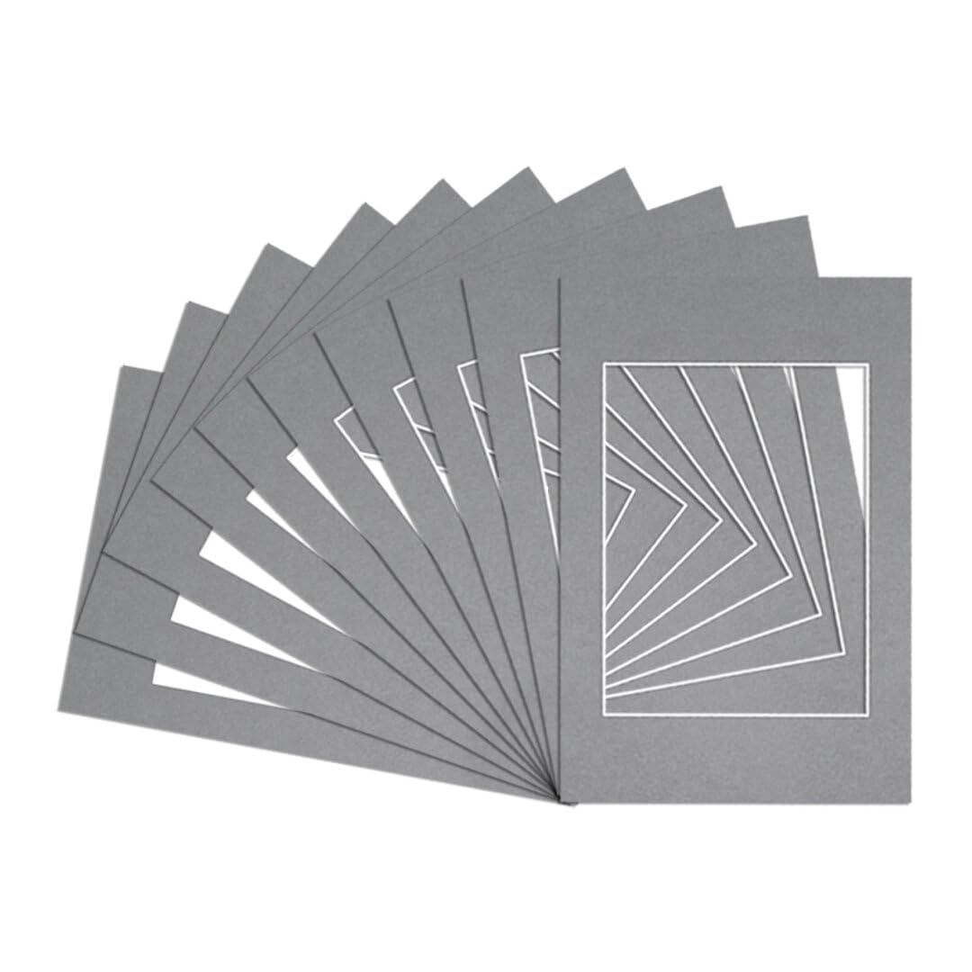 Procut Global A3 Mid Grey Picture Mounts to Fit A4 Aperture - Precision Cut Cardboard Photo Mount - Ideal for Frames, Prints, Artwork & Certificates - Sizes & Colours Available - 20 Pack