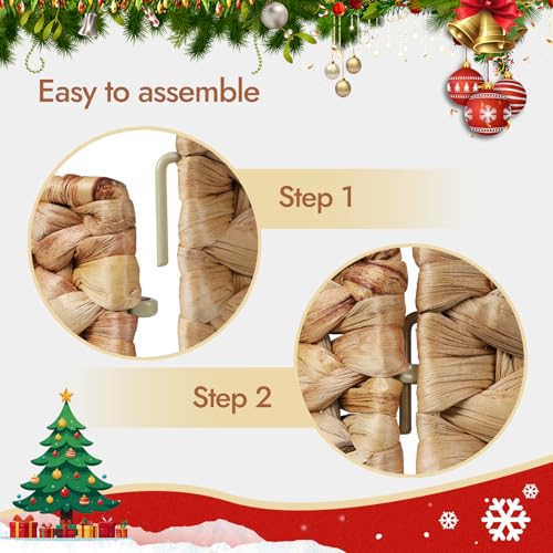 YANGQIHOME 36in Christmas Tree Collar, Rattan Tree Skirt, Large Woven Water Hyacinth Tree Base Cover for Home Decoration with Cord Cut-Out by YANGQIHOME - Image 7
