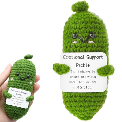 Wvbzf Emotional Support Pickle Emotional Support Gift Handmade Mini Funny Positive Pickle Cucumber Handwoven Emotional Support Knitting Doll for Birthday Thanksgiving Christmas Ornament Gift