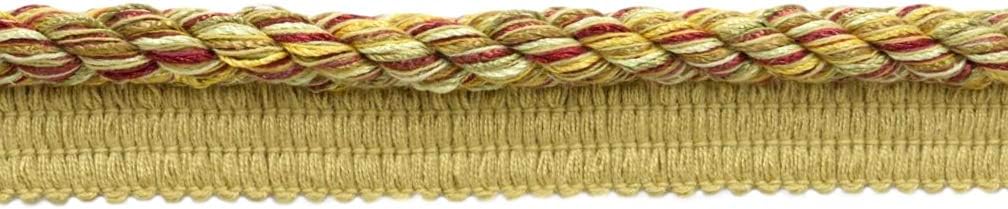 DÉCOPRO 3/8" (1cm) Duke Collection Twisted Rope Cord Trim with Lip (Style# 0038DKL) Mixed Beige Multicolor #F40 (Gold Beige Pure Black Olive Green) 24 Yards (72 ft/21.5m)