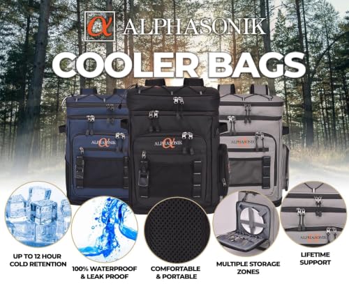 Alphasonik Cooler Backpack 48 Cans Insulated Backpack Cooler for Men & Women, 2 Leak Proof Compartments Coolers Bag for Beach Travel Picnic Hiking BBQ Fishing Outdoor Camping by Alphasonik - Used condition - Image 3