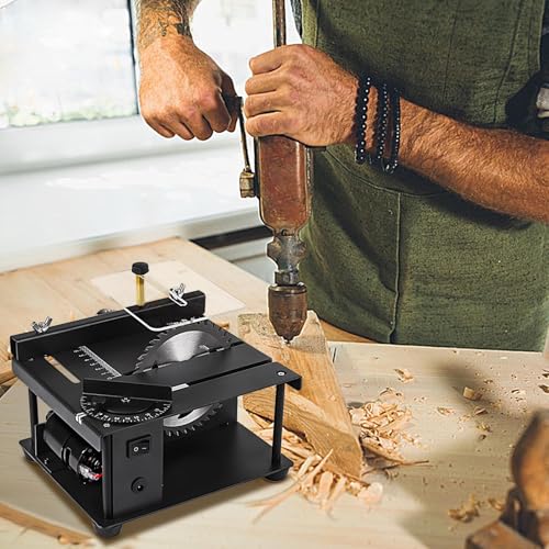 Mini Multifunctional Table Saw – 7-Speed Adjustable Precision Woodworking Cutter | Portable Electric Bench Saw with 16MM Cutting Depth & Sanding Kit for DIY Model Crafts Metal and Wood Projects - Image 2