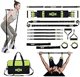 INNSTAR Tragbares Home Gym 5.0 Set, Bankdrücken Brusttrainer Resistance Band Set, Fitnessbänder Krafttraining mit Detachable Fitness Stange,für Zuhause, Reisen, Fitnessstudio (Grün)