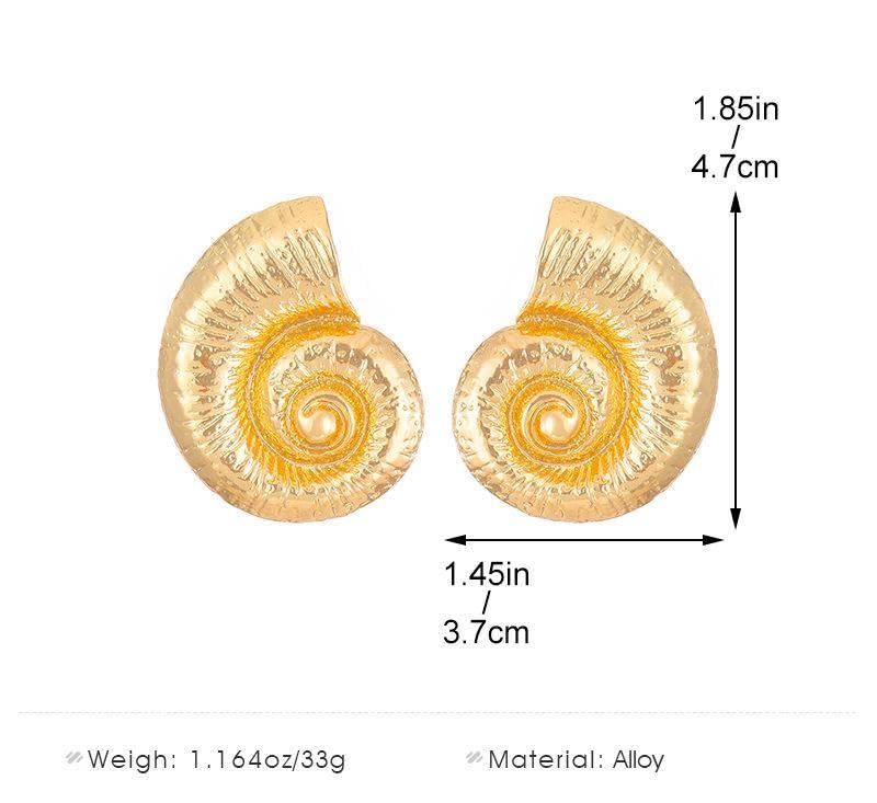 Boho Gold Conch Shell Statement Earrings for Women Trendy, Charm Large Conch Seashell Swirl Drop Studs Earring Round Holiday Beach Jewelry Gift 2025 5
