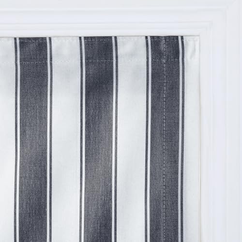 Image of TWOPAGES No Drill Cordless Roman Shades Classic Black Bordered Pinstripe Roman Blinds for Windows, Light Filtering Blackout Blinds Farmhouse Shades for Kitchen Customized Blinds, 1 Piece