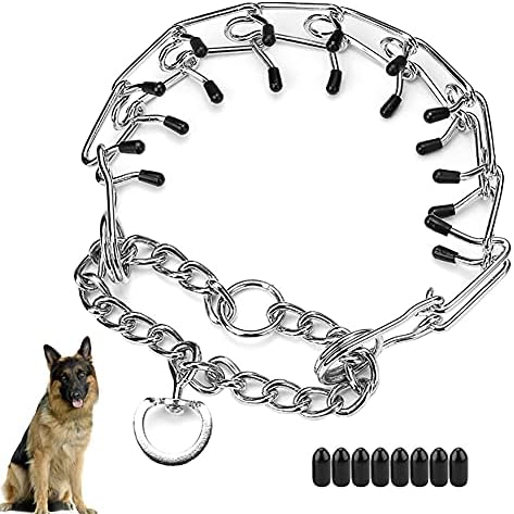 Dog Prong Collar, Stainless Steel Adjustable Dog Pinch Training Collar with Comfort Rubber Tips for Small Medium Large Dogs (Small (2.5mm, Neck Girth: 11-16.5 inch))