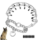 Dog Prong Collar, Stainless Steel Adjustable Dog Pinch Training Collar with Comfort Rubber Tips for
