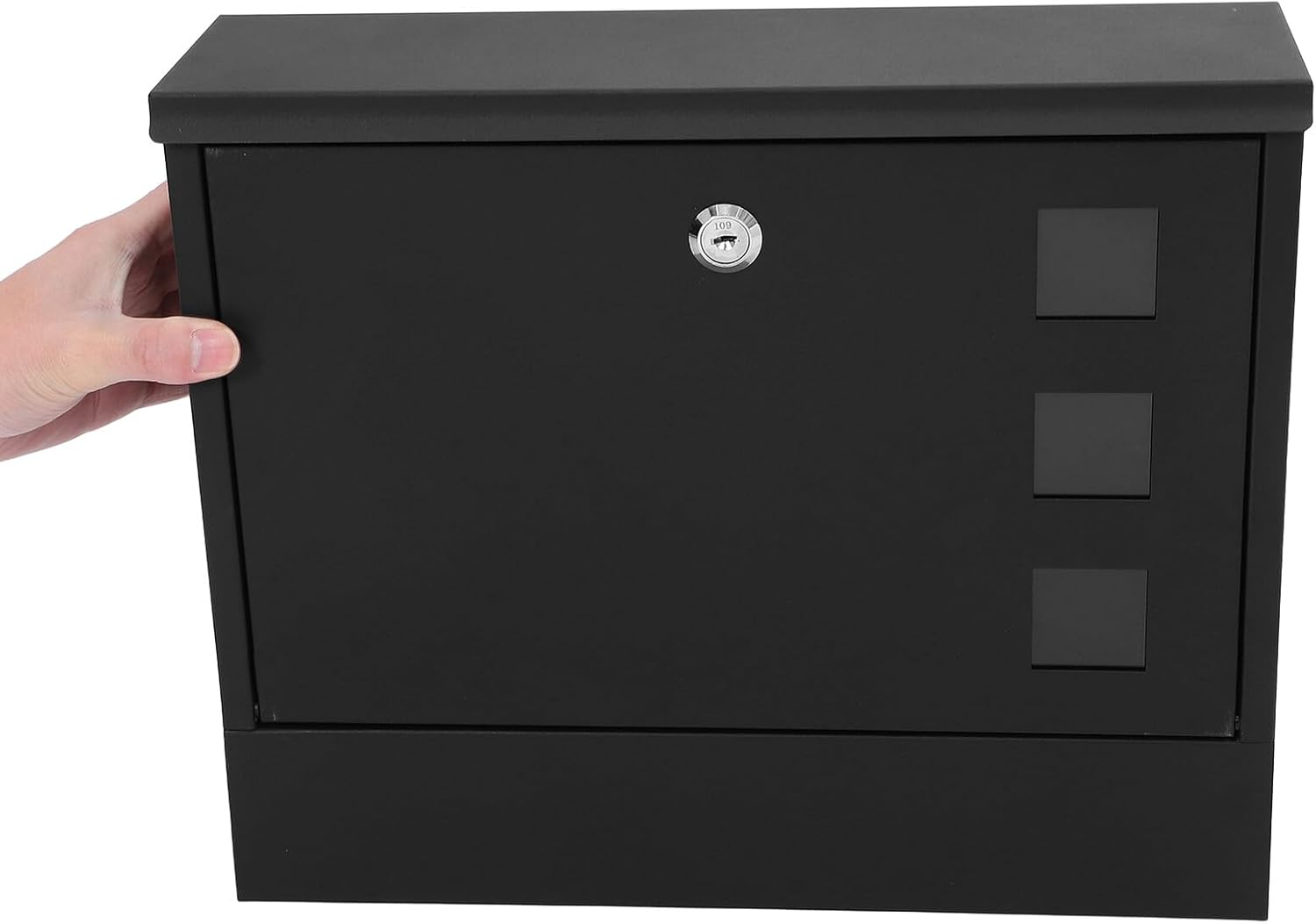 Large Outdoor Mailbox with Lock and Key, Vintage Wall-Mount Mailbox 36x30x9.5cm, Black Metal Secure Mail Box for Home Exterior