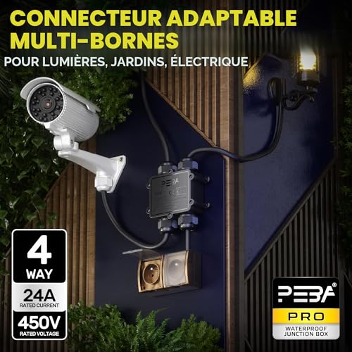 PEBA® Boîte de dérivation étanche IP68 - Etanche Boîte de Jonction - Boîtier de raccordement électrique 4 voies pour câble de Ø4-14mm - Connecteurs de Câbles Étanches,Parfait pour câble extérieur – vue 2