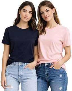 Aventura Outfitters Women's Round Neck T-Shirt Combo Pack of 2 | Stretchable Bio Washed Soft Tees for Women Price In India